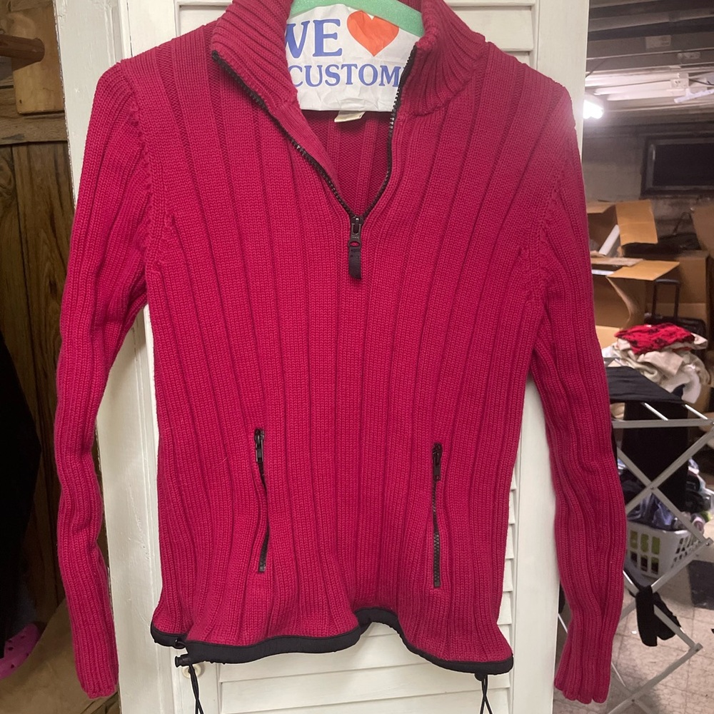 Vintage 90s Jones New York red and black  Zipper Sweater